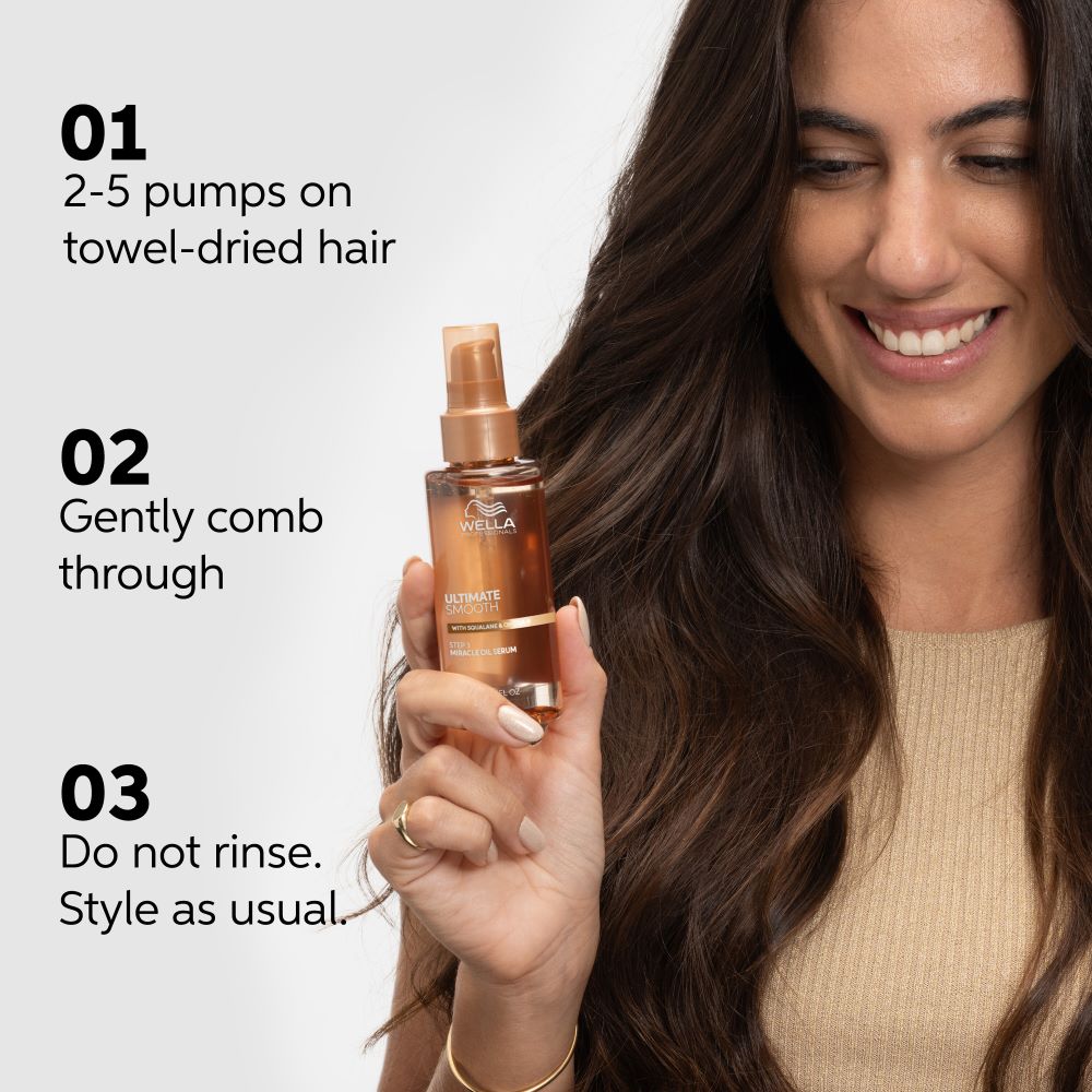 ULTIMATE SMOOTH MIRACLE plaukus per 90 s pamaitinantis aliejinis serumas STEP 3 Su SKAVALNU ir OMEGA-9 30 ml
